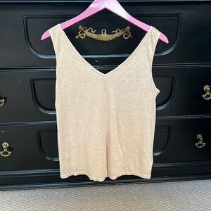 Lilly Pulitzer Gold shimmering Sleeveless Top, Linen Size medium